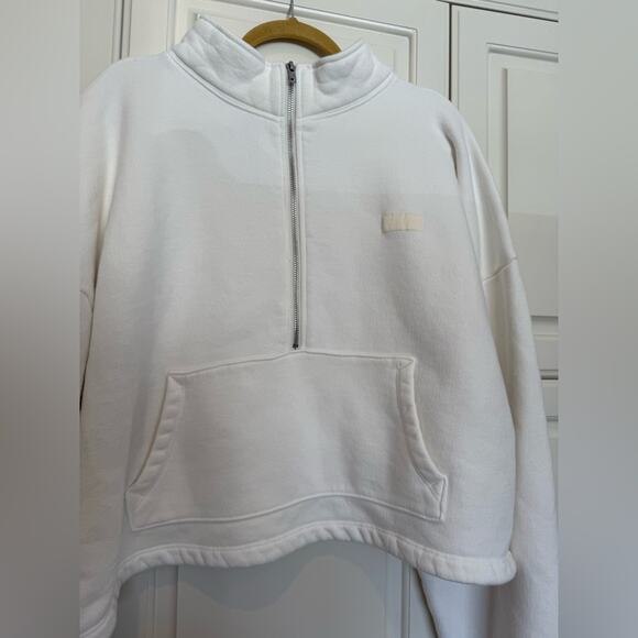 Set Active Women's Half Zip Pullover White Size XL Comfy Cotton Spring Pocket - Picture 1 of 8